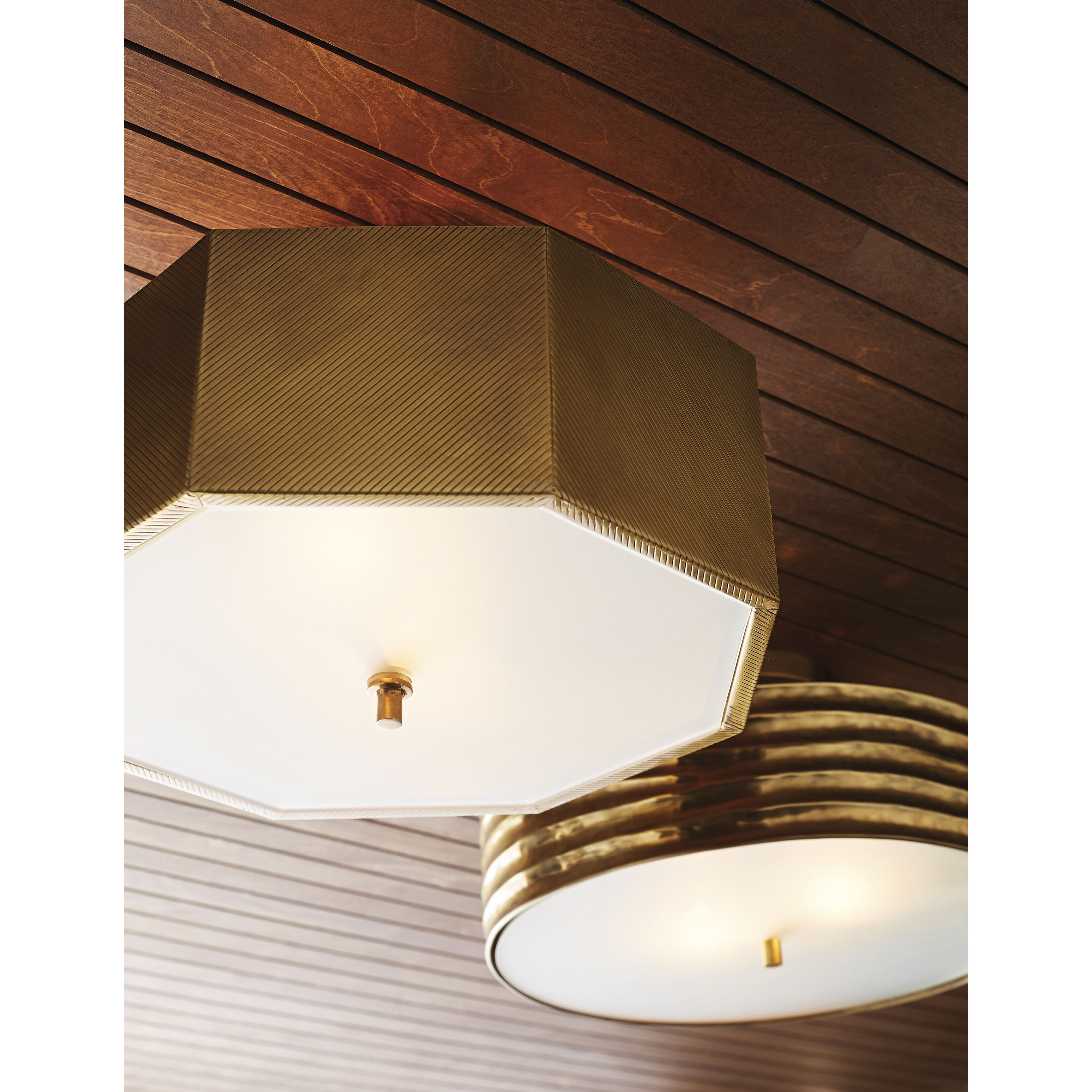 Anna 2 Light 18 inch Antique Brass Semi-Flush Mount Ceiling Light